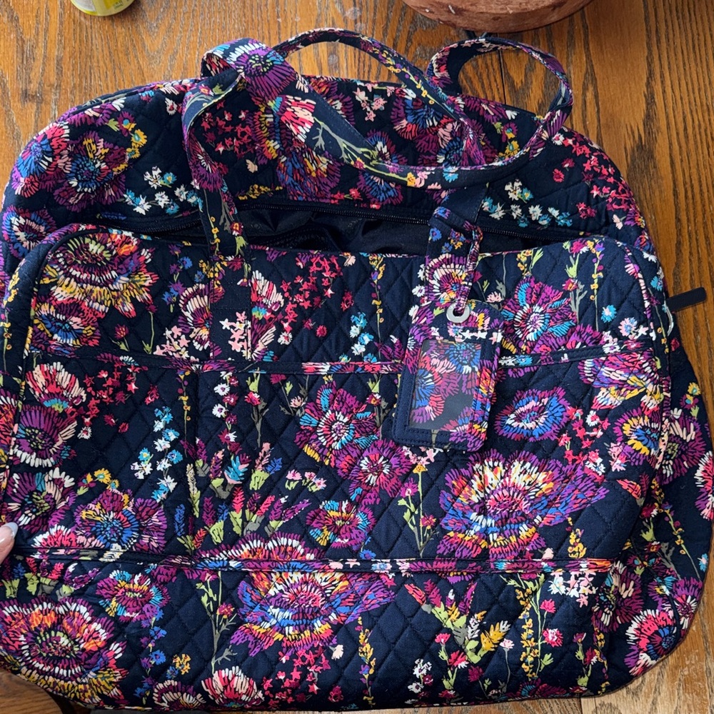 Vera Bradley Black Floral Quilted Travel Bag